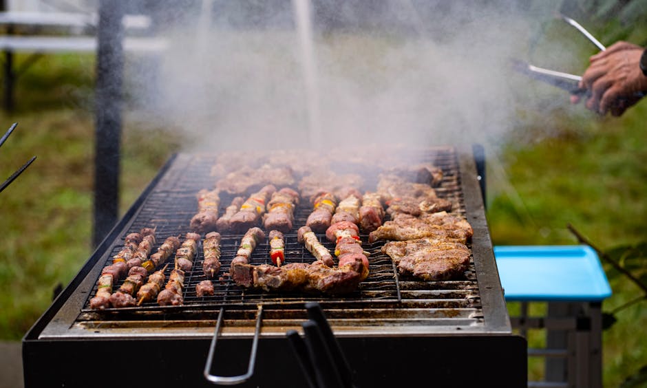 A grill lit before welcoming guests